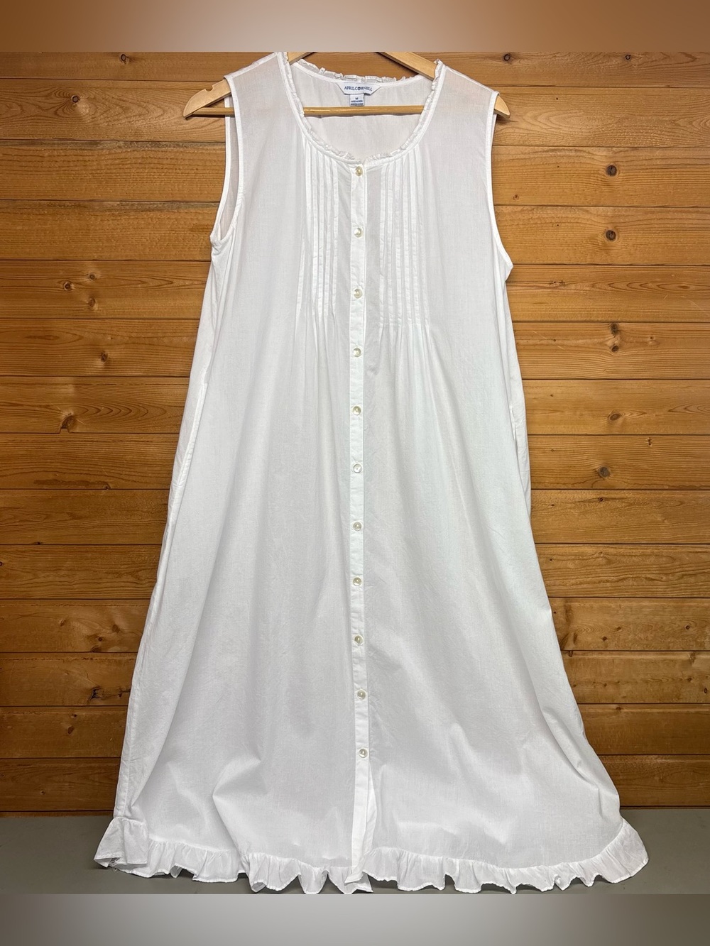 Vtg April Cornell Long Nightgown Cotton Fairy Prairie Cottage Boho Gran Sz M EUC